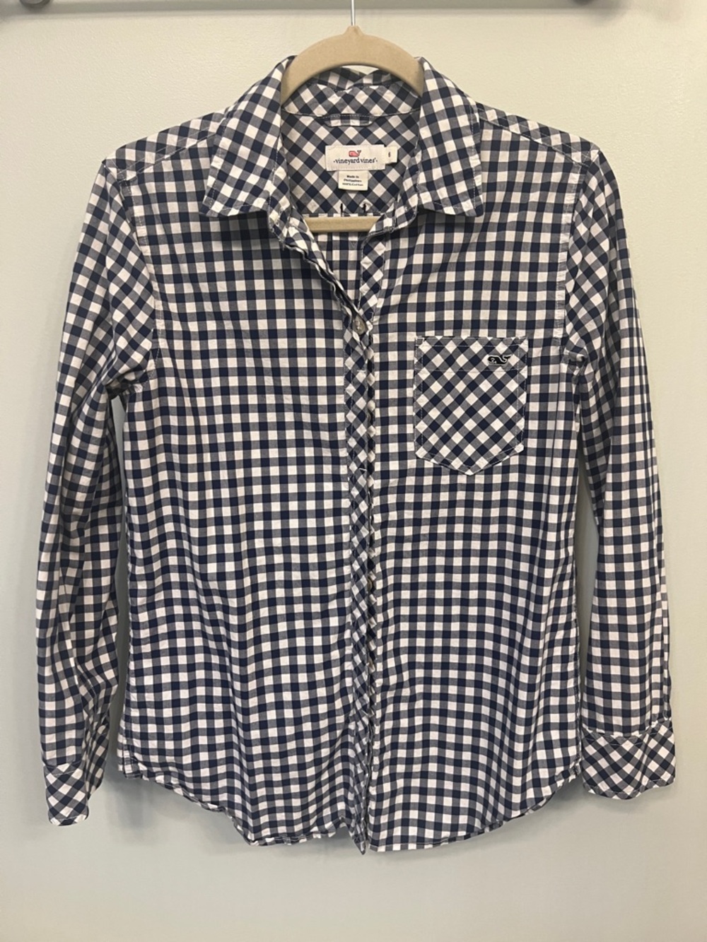 Vineyard Vines Navy and White Gingham Button-Down